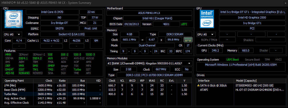 Asus i5 PC | 500GB HDD | 4GB RAM | Windows 11 Pro 25H2 (activated)