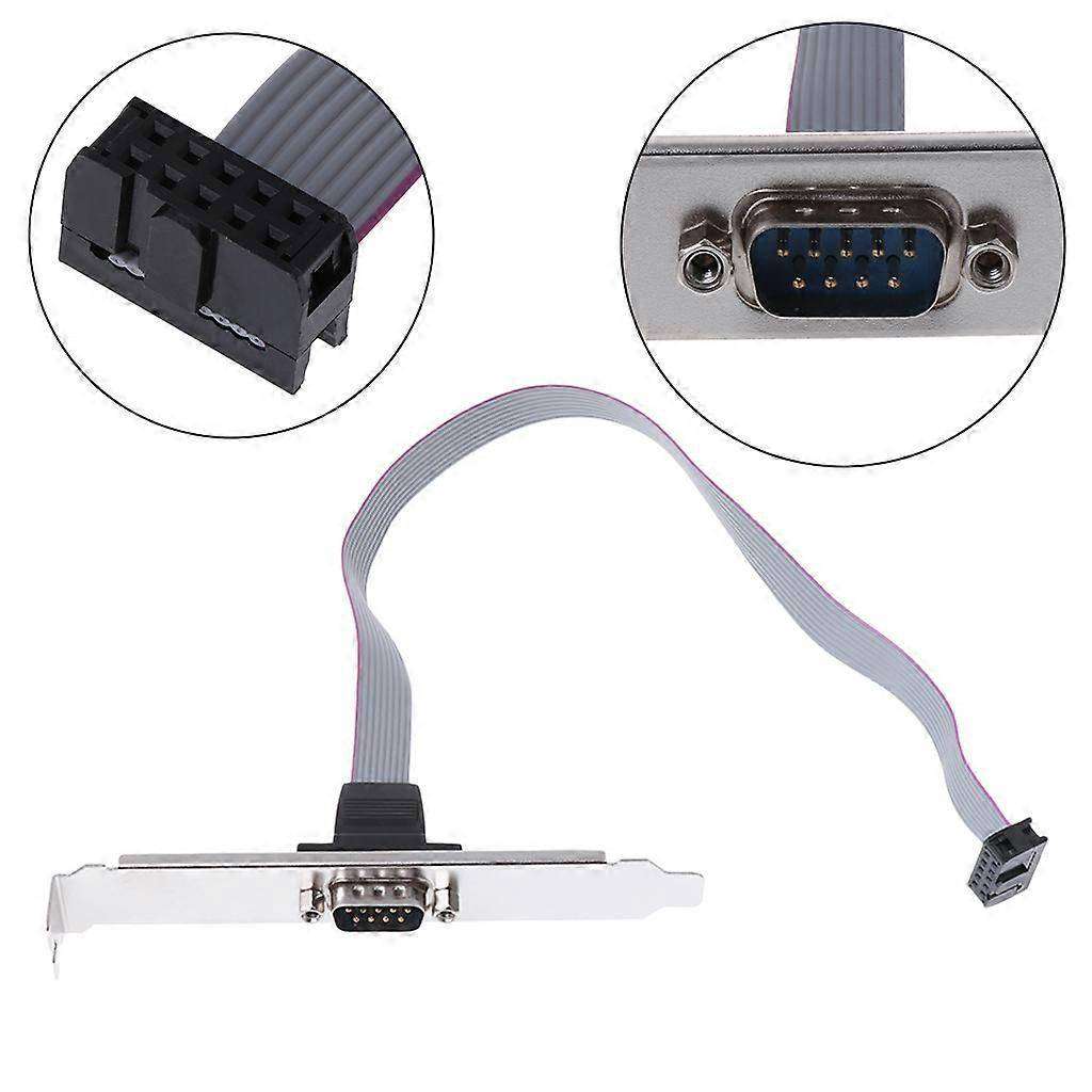 Serial 9Pin DB9 RS232 Ribbon Cable Connector Bracket Card Slot
