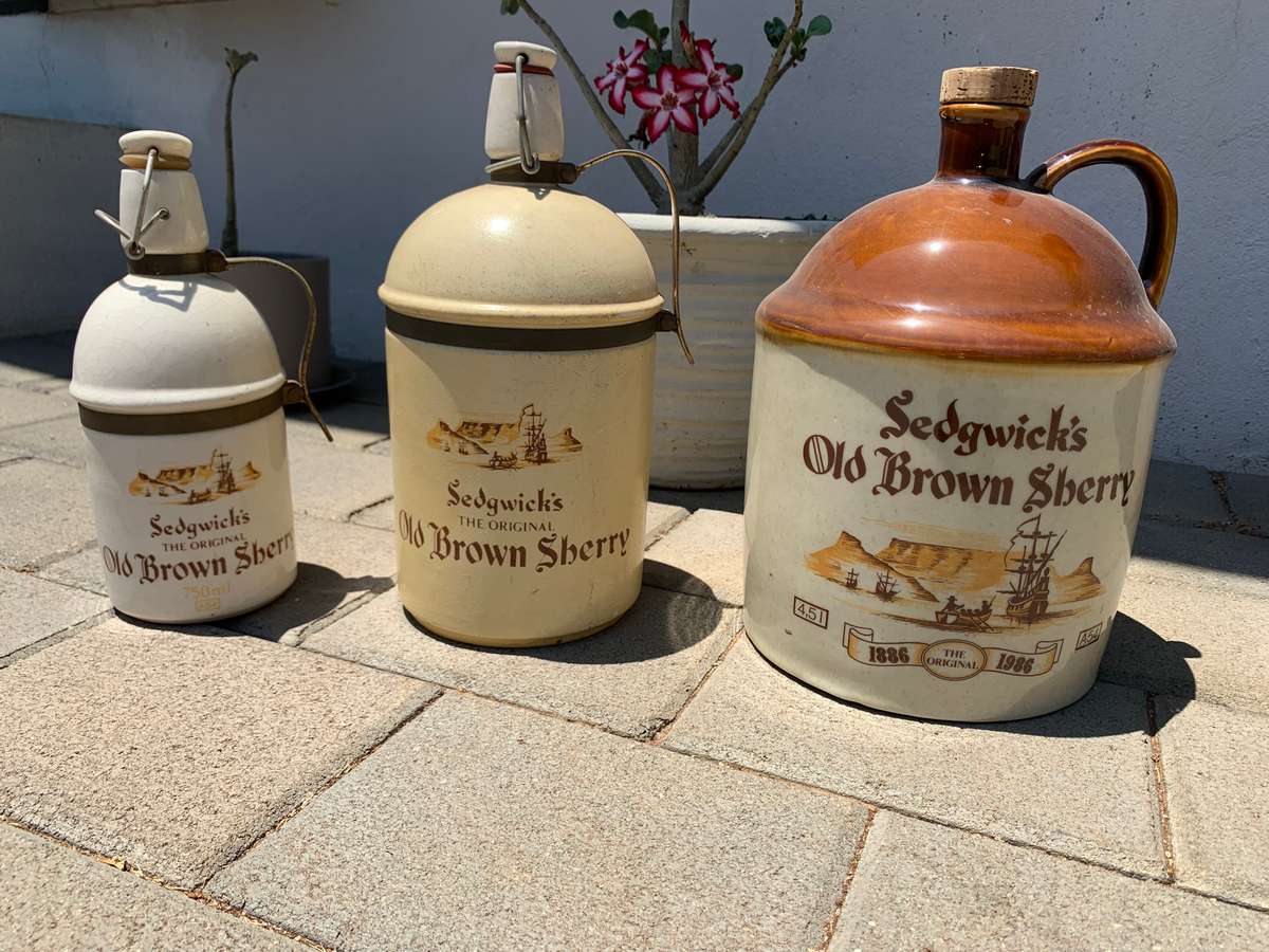 SEDGWICKS OLD BROWN SHERRY CERAMIC AND BRASS COLLECTION