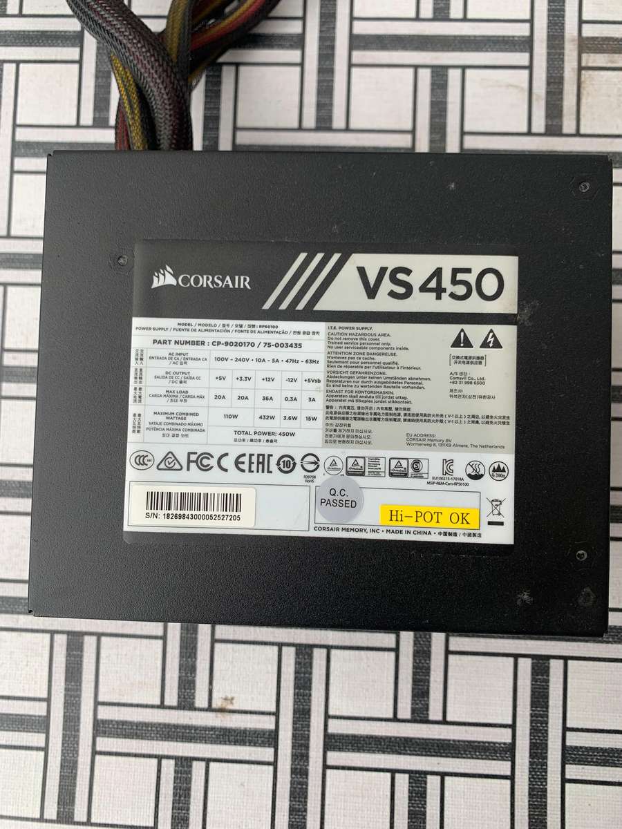Corsair VS Series VS450 White Certified 450W ATX Power Supply / Non-Modular / 120mm Low Noise
