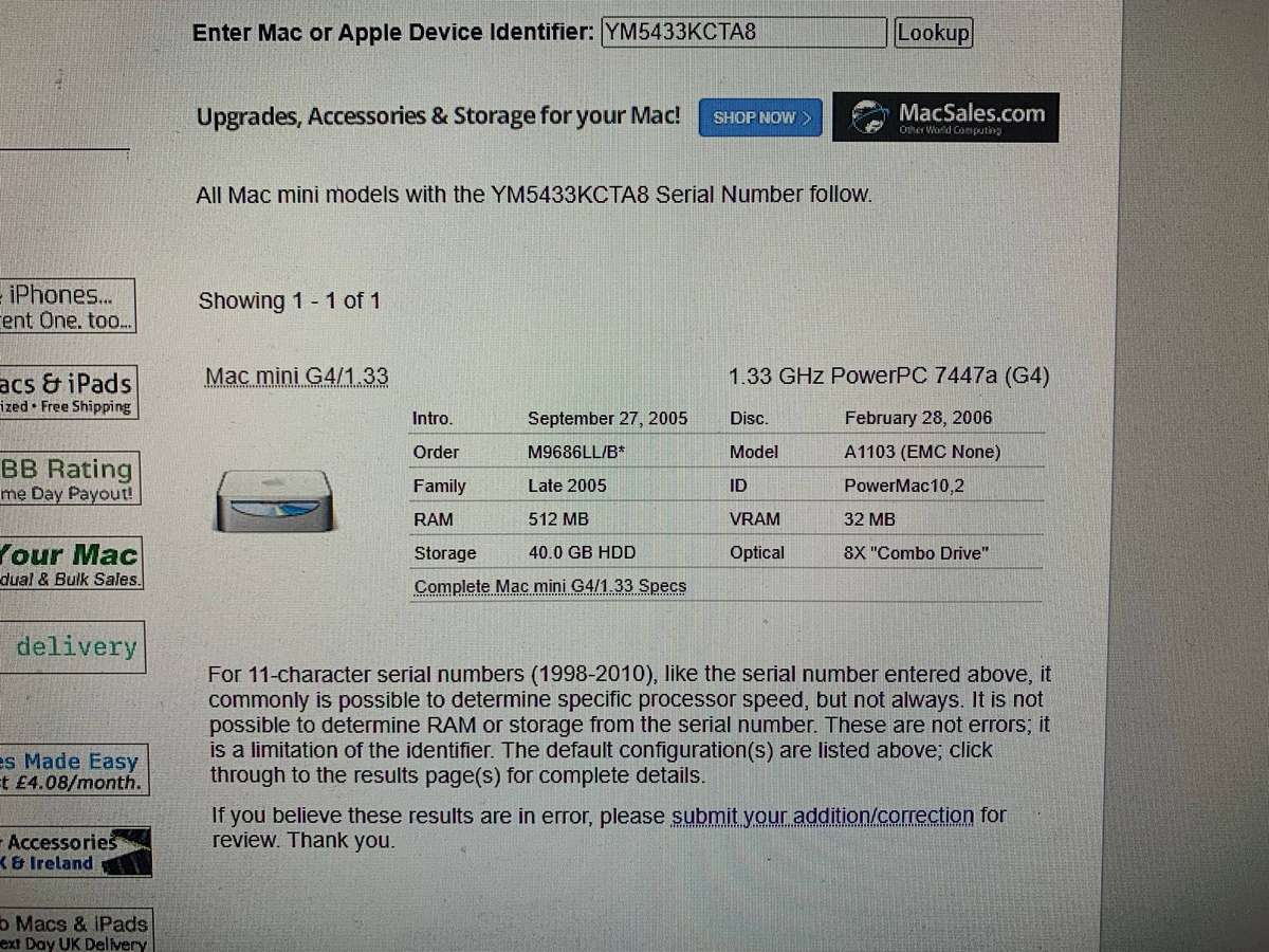RETRO  CLASSIC Mac mini G4 (Late 2005)  | 1.33GHz PowerPC 7447A (G4)