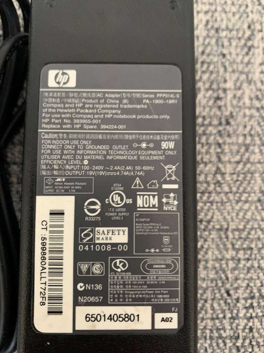 HP Original Charger Adapter  90w 19.5v  4.7a |  Black  Pin Charger/Adapter