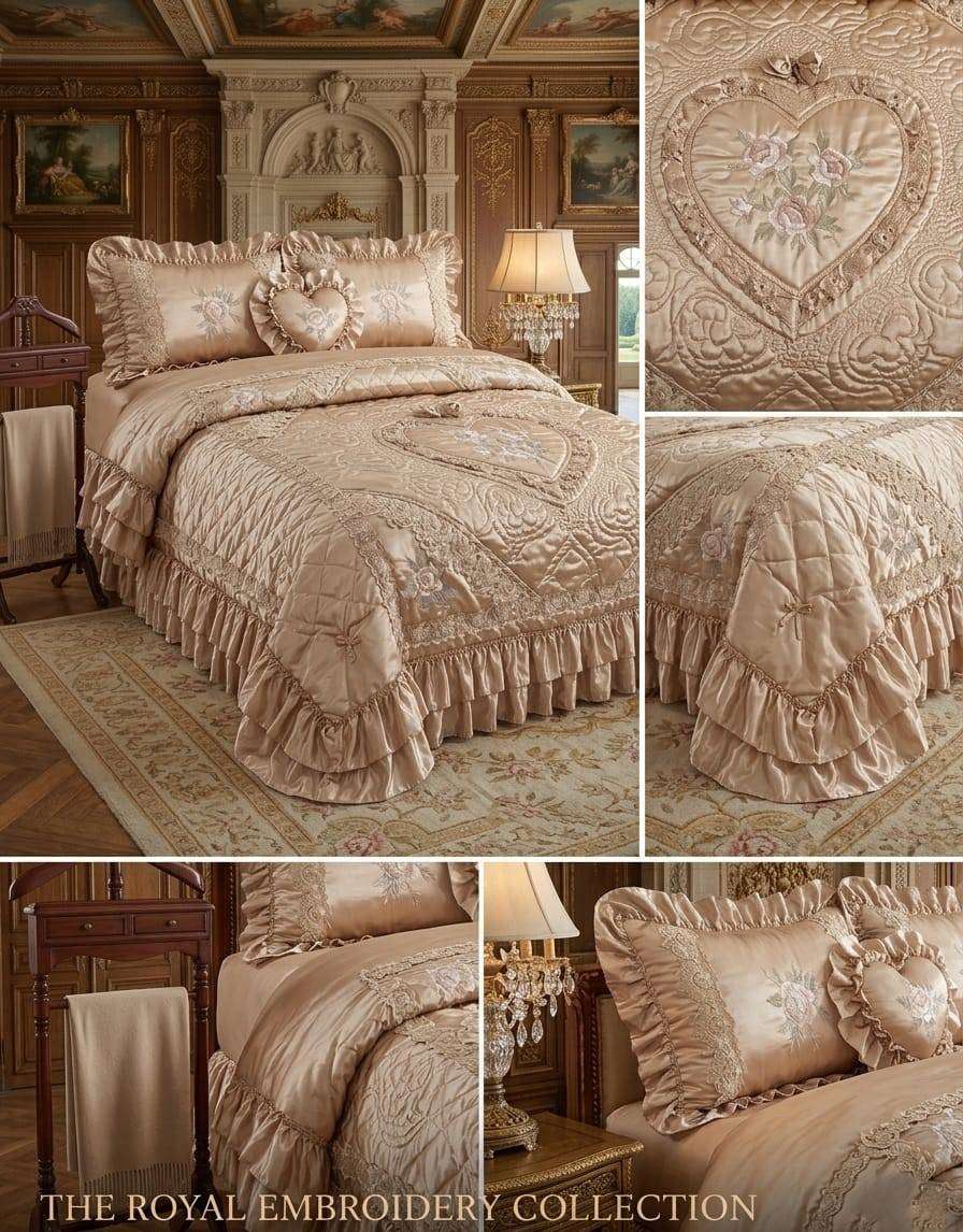 THE ROYAL SATIN EMBROIDED 4 PIECE BED SET****STUNNING BEDDING WORTH R1599