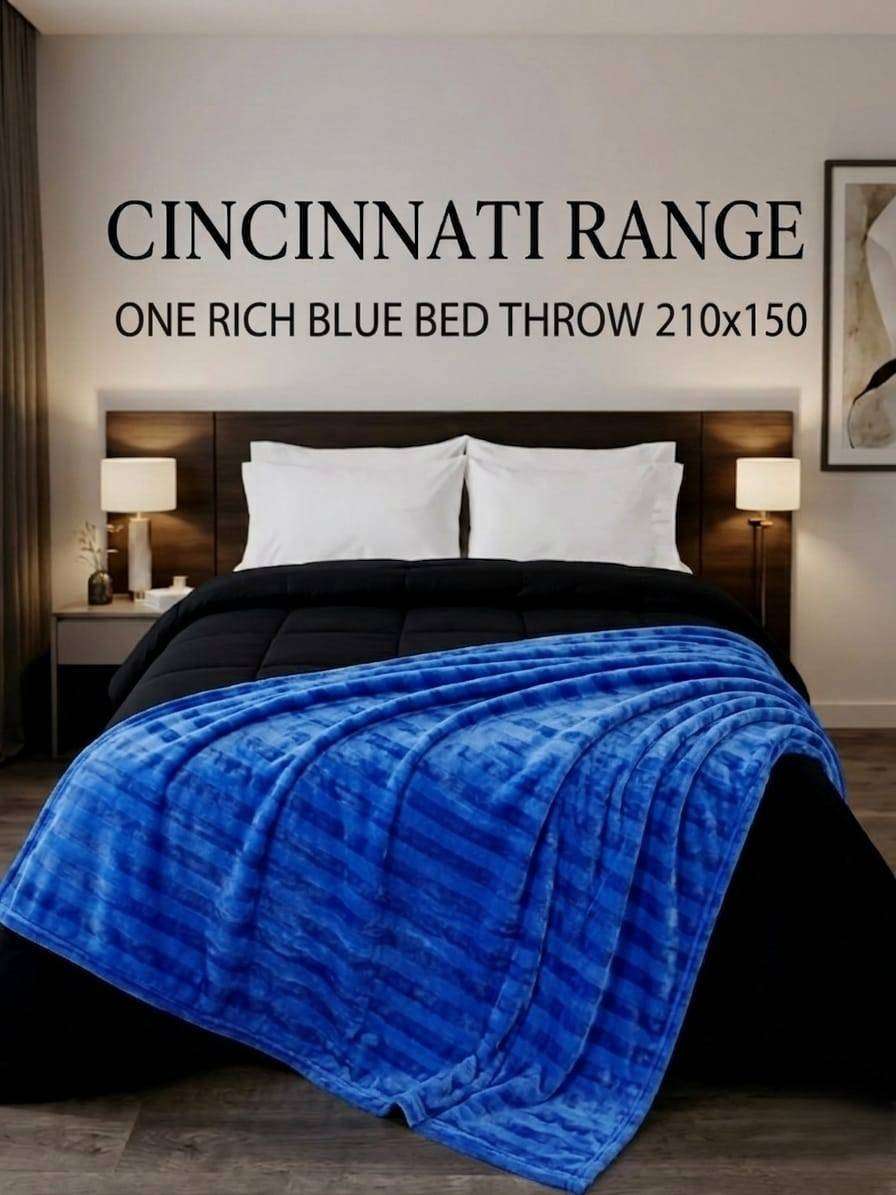The Cincinnati Range -RICH BLUE, BED THROW ***Velveteen Texture