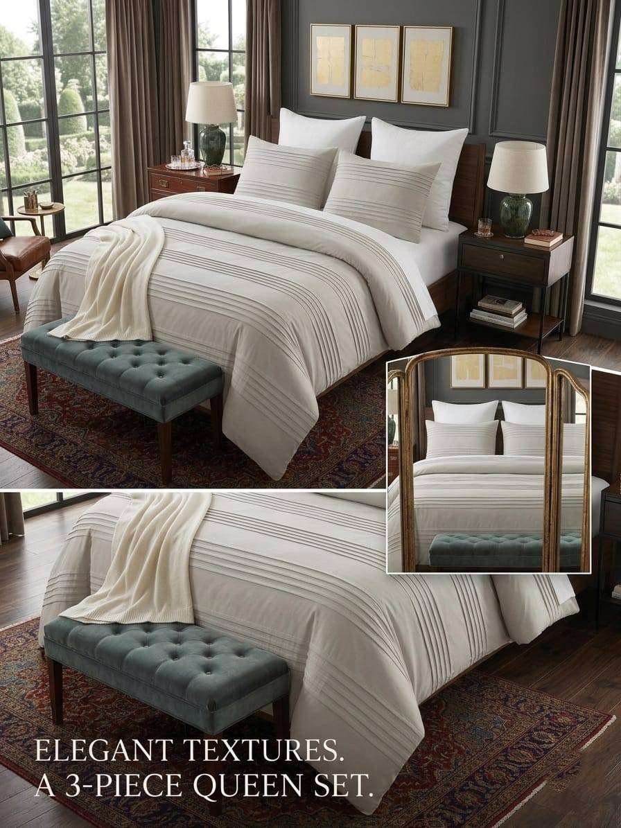 ELEGANT TEXTURE 3 PCE QUEEN DUVET SET Worth R1799...***Exceptional quality