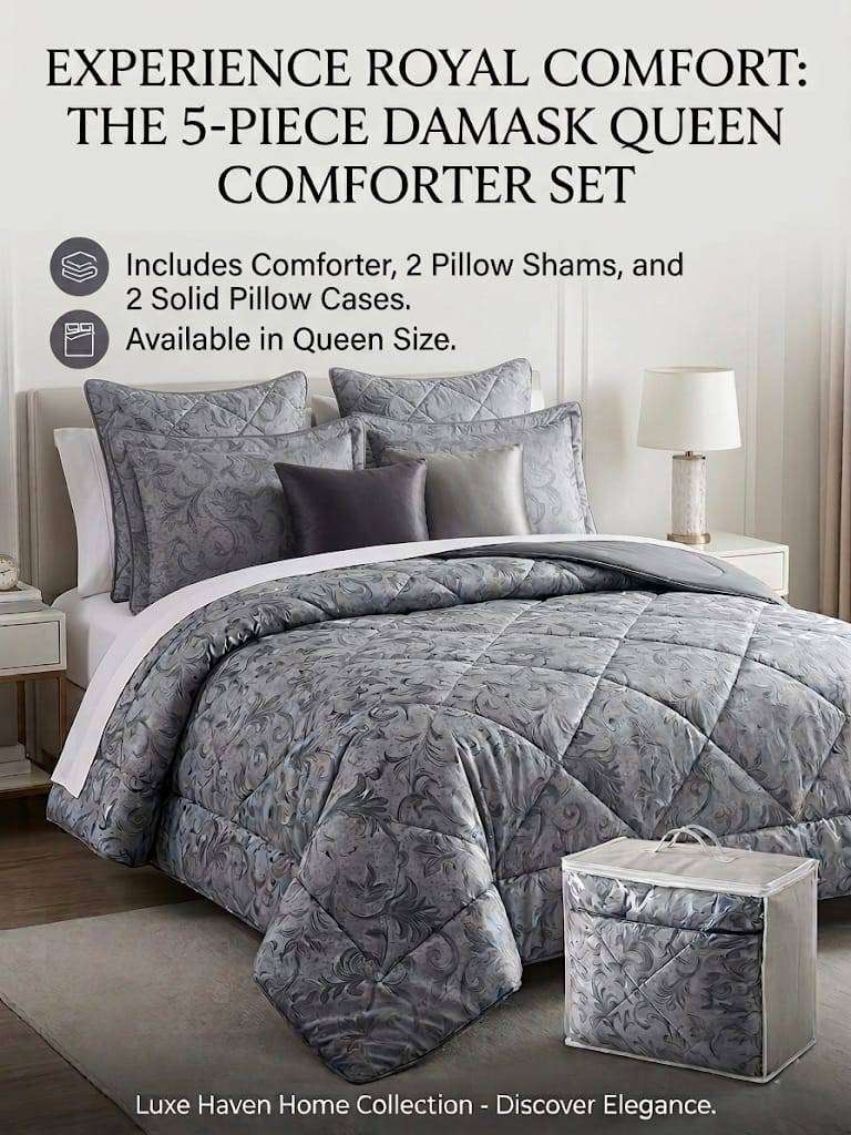 5 Piece Damask Comforter Set.....Touch of Class collection Set