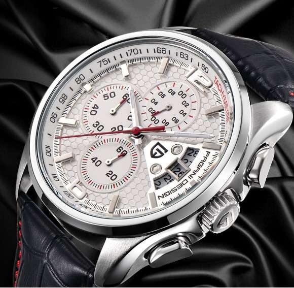 PAGANI DESIGN PD-3306 Multi Functional Waterproof Sport Men's Chronograph Watch Leather Strap Quartz