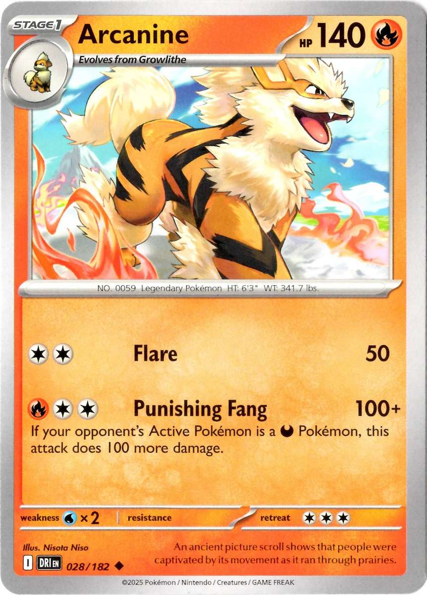 Pokemon Card - SV10: Destined Rivals - Arcanine - 028/182 - Normal