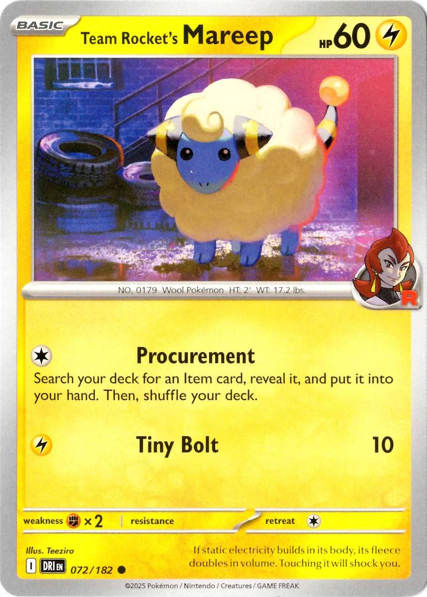Pokemon Card - SV10: Destined Rivals - Team Rocket's Mareep - 072/182 - Normal