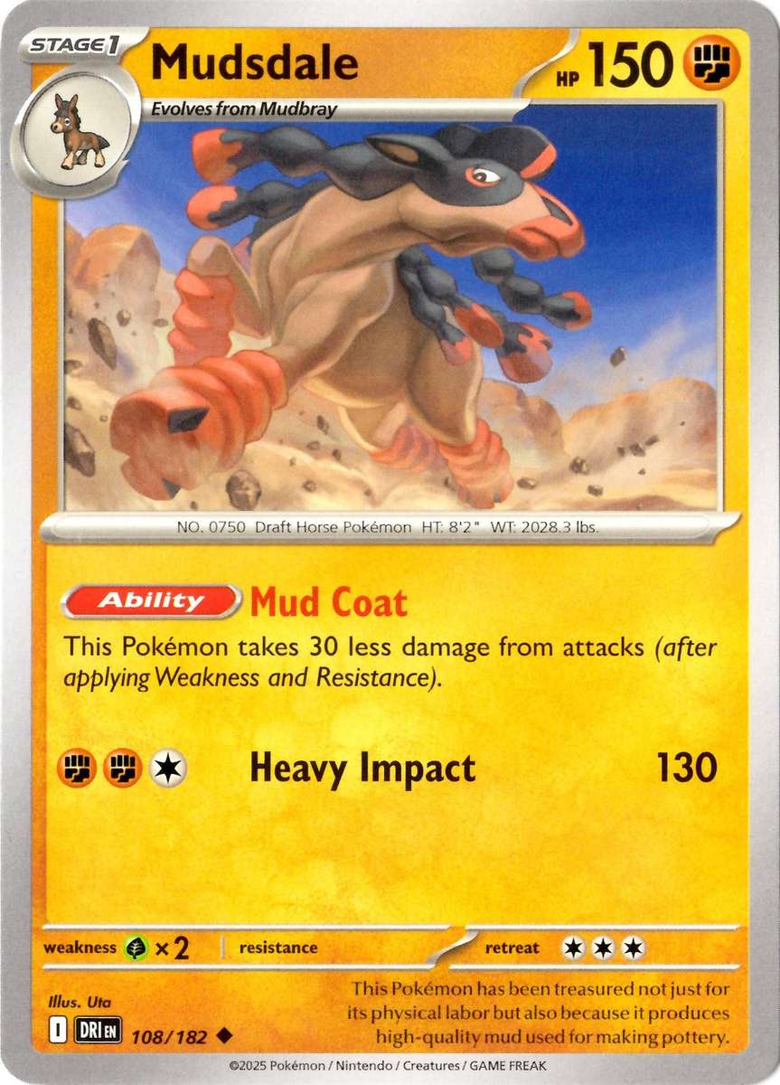 Pokemon Card - SV10: Destined Rivals - Mudsdale - 108/182 - Normal