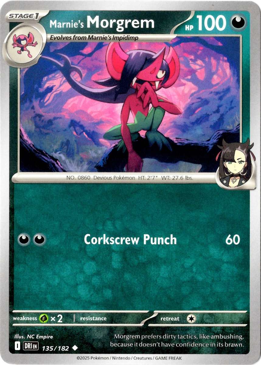 Pokemon Card - SV10: Destined Rivals - Marnie's Morgrem - 135/182 - Normal