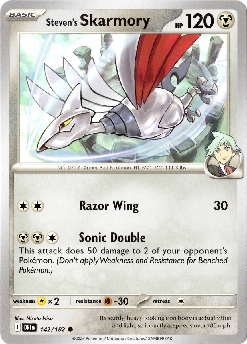 Pokemon Card - SV10: Destined Rivals - Steven's Skarmory - 142/182 - Normal