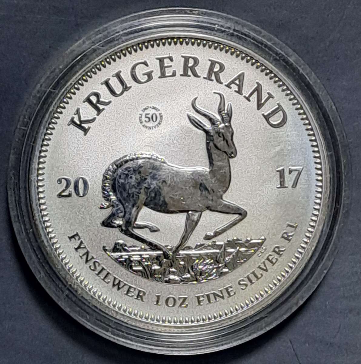 Premium UNC 2017 Silver 1 oz Krugerrand 50 yr Privy ***Crazy Wednesday *** Comes in capsule!No Cert!