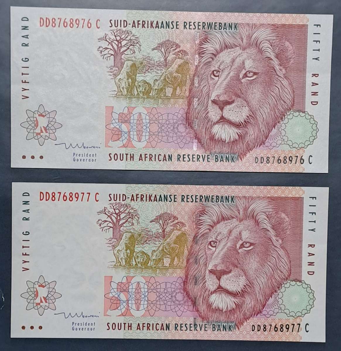 1999-2004 Consecutive Pair Vyftig Rand Mboweni DD8768976-7C