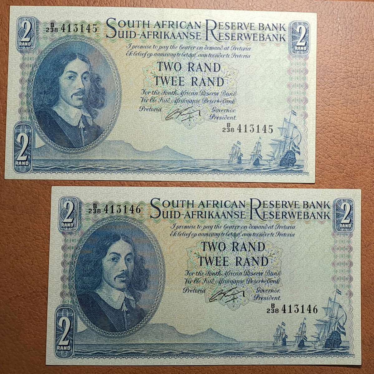 1962 Consecutive Pair Two Twee Rand Rissik B/238 413145-6