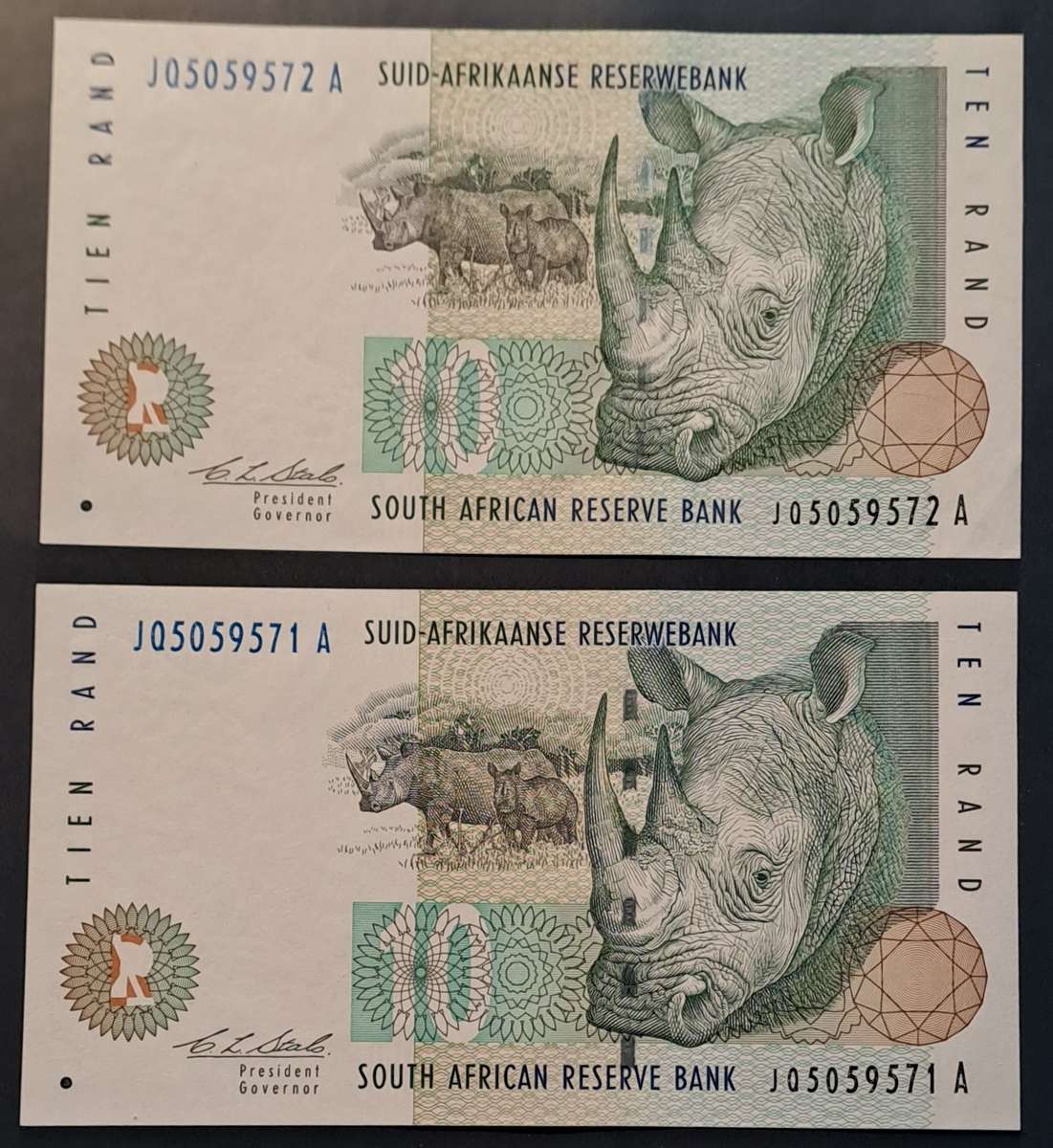 1993/9 Consecutive pair Tien Ten Rand Stals second issue JQ5059571-2A