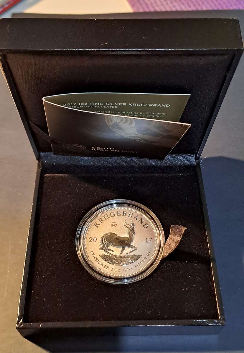 Premium UNC 2017 Silver 1 oz Krugerrand 50 yr Privy ,with SA Mint Box and Certificate.