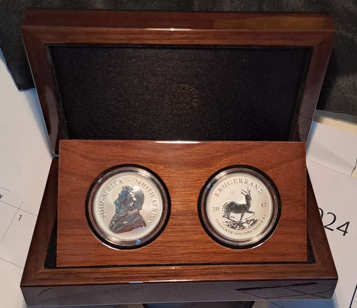Double (2x) Premium UNC 2017 Silver 1 oz Krugerrand 50 yr Privy with Lovely Box, Cert, Capsules
