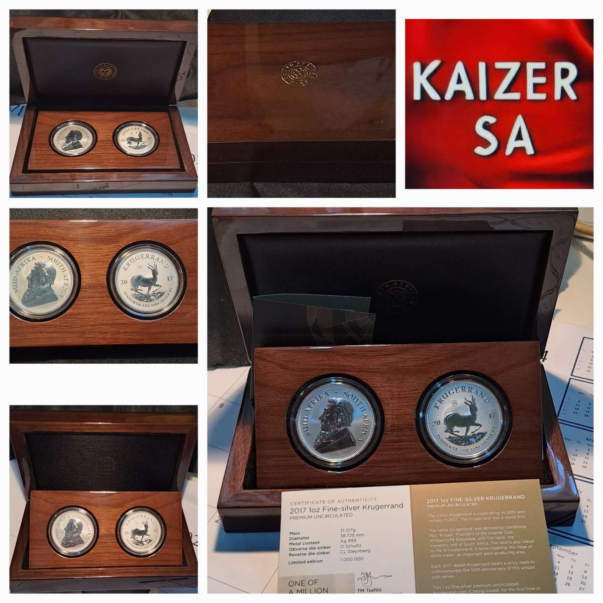 Double (2x) Premium UNC 2017 Silver 1 oz Krugerrand 50 yr Privy with Lovely Box, Cert, Capsules