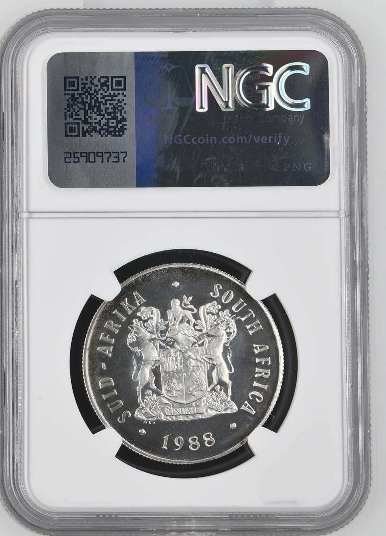 1988 Silver South Africa S1R HUGUENOTS TERCENTENNARY NGC PF 67 *TOP POP* *Stands alone*