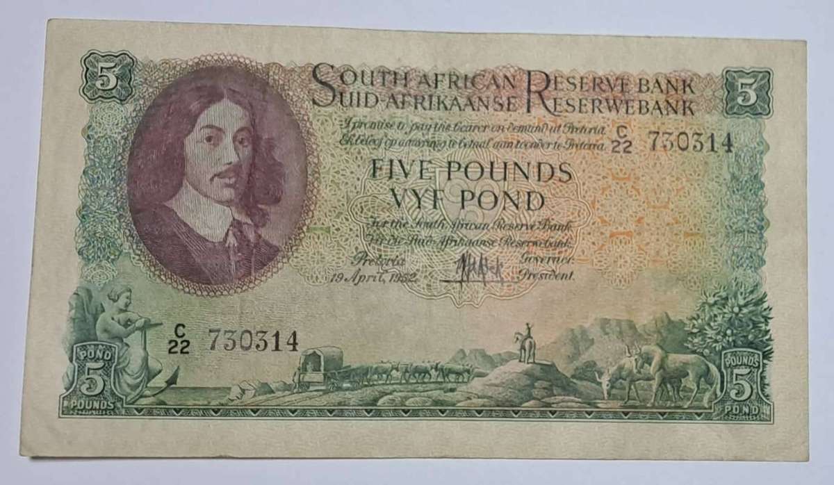 19 April 1952 Five Pounds Vyf Pond C/22 730314