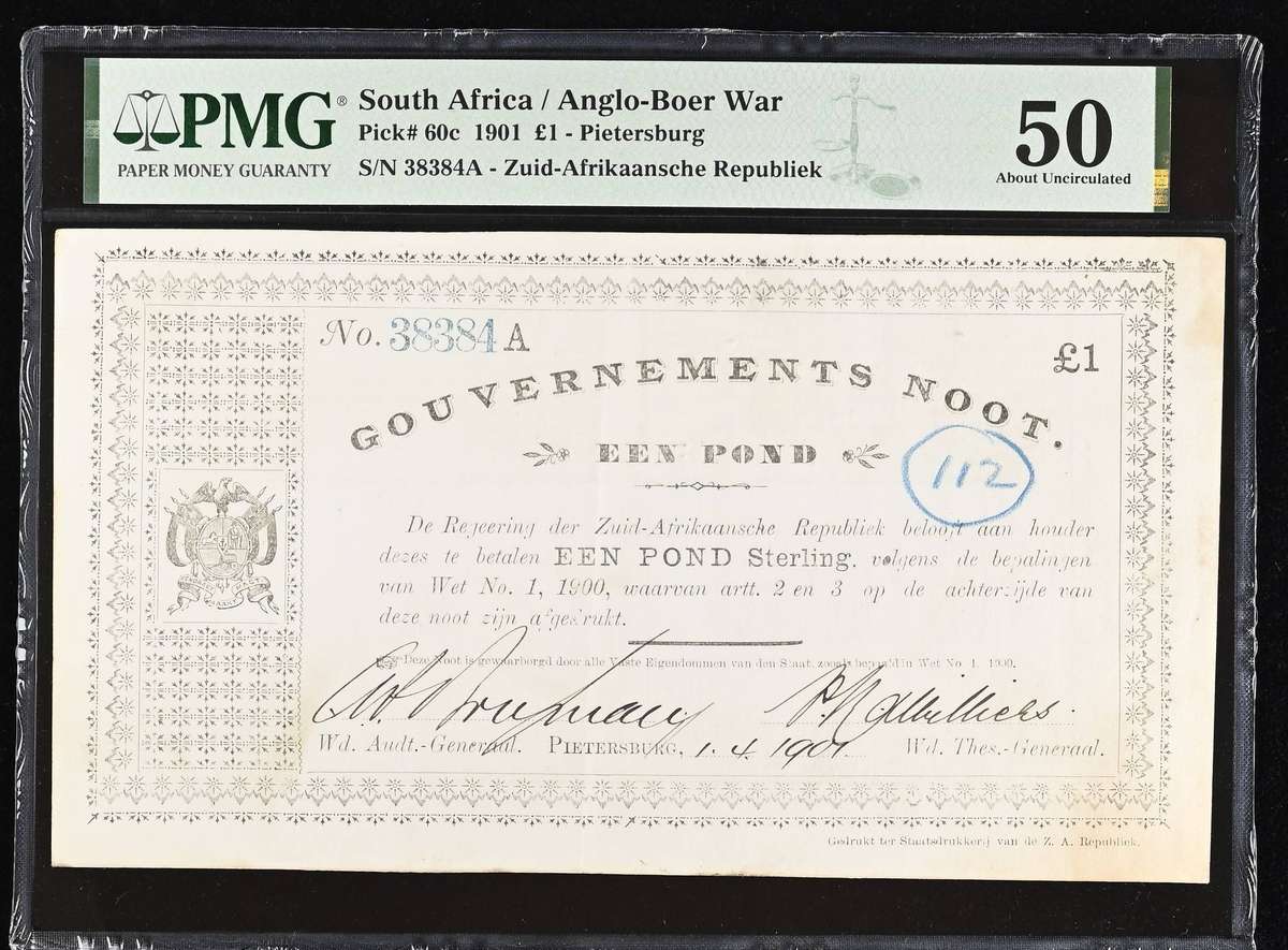 Anglo Boer War ZAR Gouvernments Noot £1 Een Pond 1.4.1901 PMG 50 Pick#60c Hern#490 Manckton Kent WM