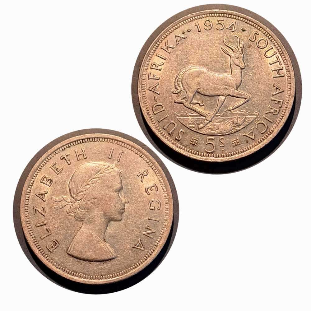 1954 Silver Union of South Africa Crown 5 Shillings Low Mintage 17040   ***Crazy Wednesday***