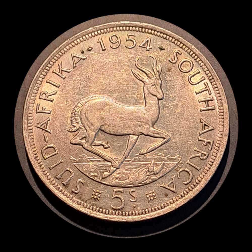 1954 Silver Union of South Africa Crown 5 Shillings Low Mintage 17040   ***Crazy Wednesday***