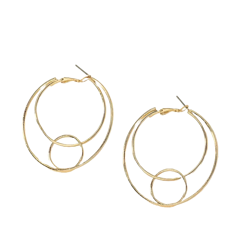 Combined Circle Golden Hoop Earrings