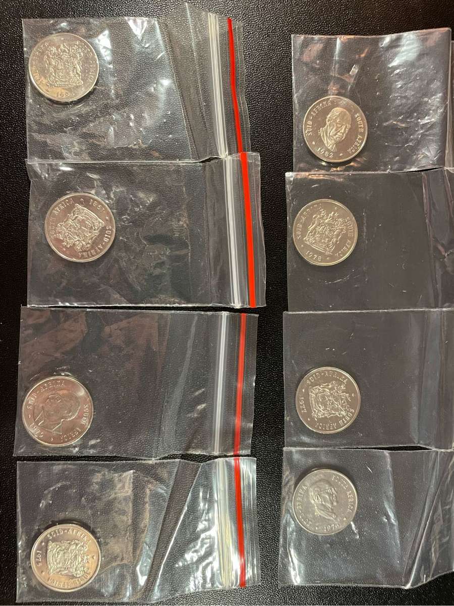 Set of 50 proof South African old coins 50 cent to 1c