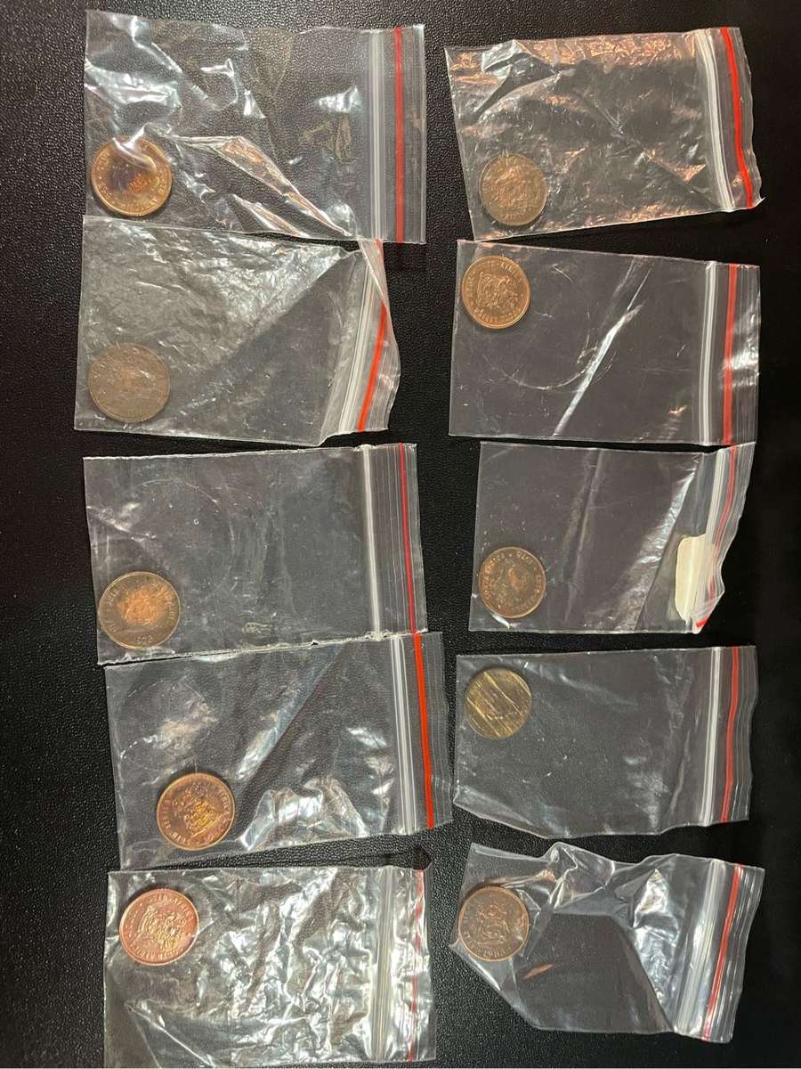 Set of 50 proof South African old coins 50 cent to 1c