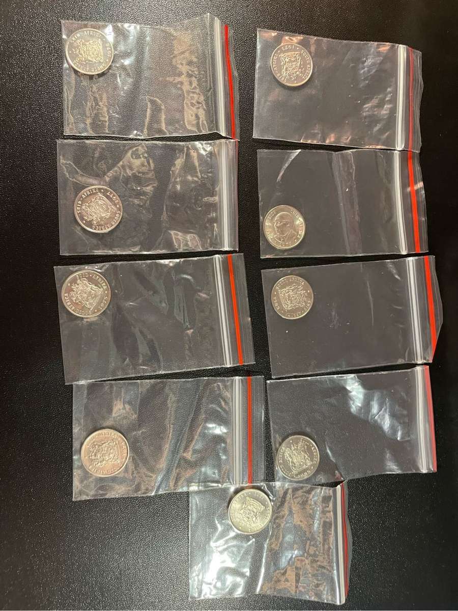 Set of 50 proof South African old coins 50 cent to 1c