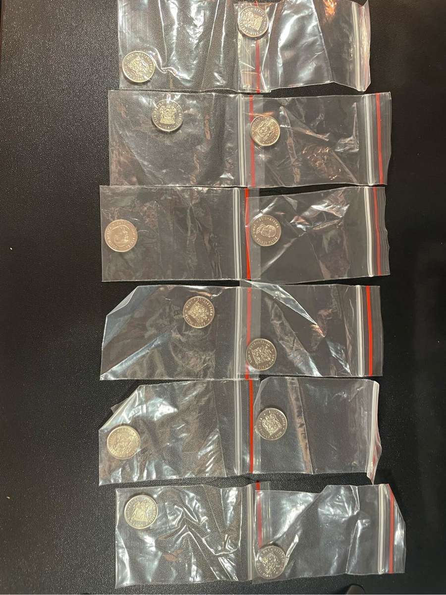 Set of 50 proof South African old coins 50 cent to 1c
