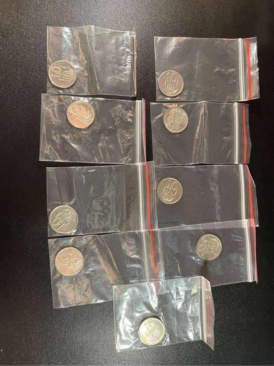 Set of 50 proof South African old coins 50 cent to 1c