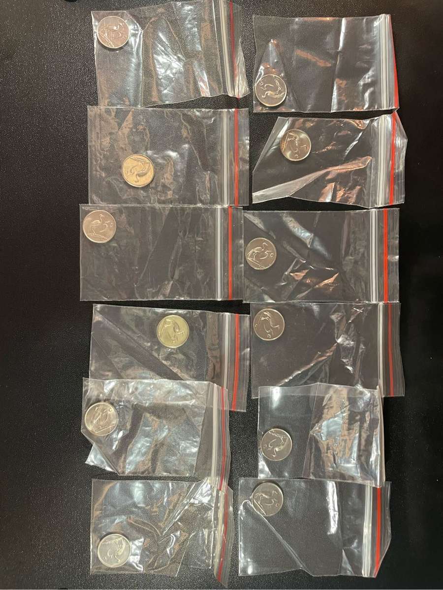 Set of 50 proof South African old coins 50 cent to 1c