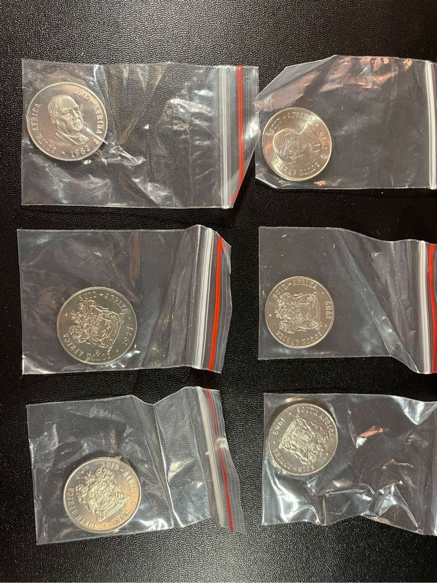 Set of 50 proof South African old coins 50 cent to 1c