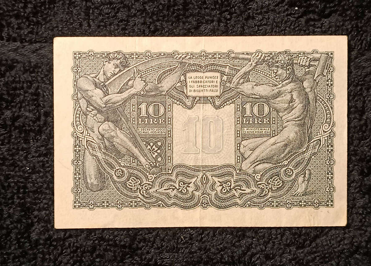 Banknote 10 Italian Lira 1944