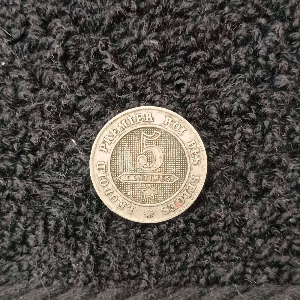 Belgian 5 centimes coin 1861