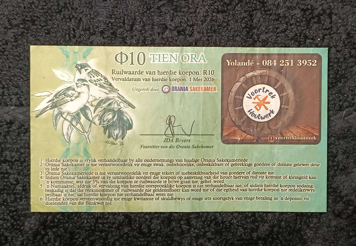 Banknote Orania 10 ora '20s