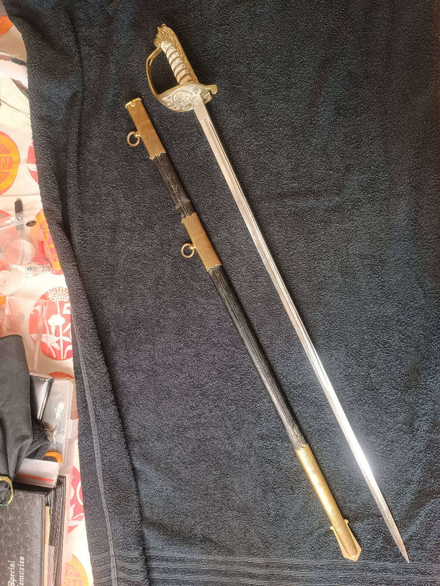 South African Navy Officers Sword and scabbard by Gieves of UK pre 65