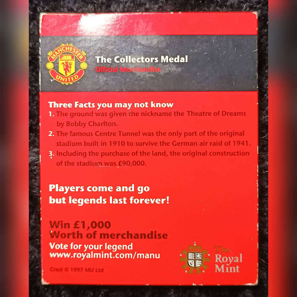Vintage Manchester United Collectors Medal 1997