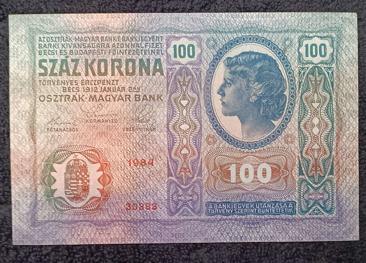 Banknote 100 Korona  Austro-Hungarian Empire 1912 A UNC