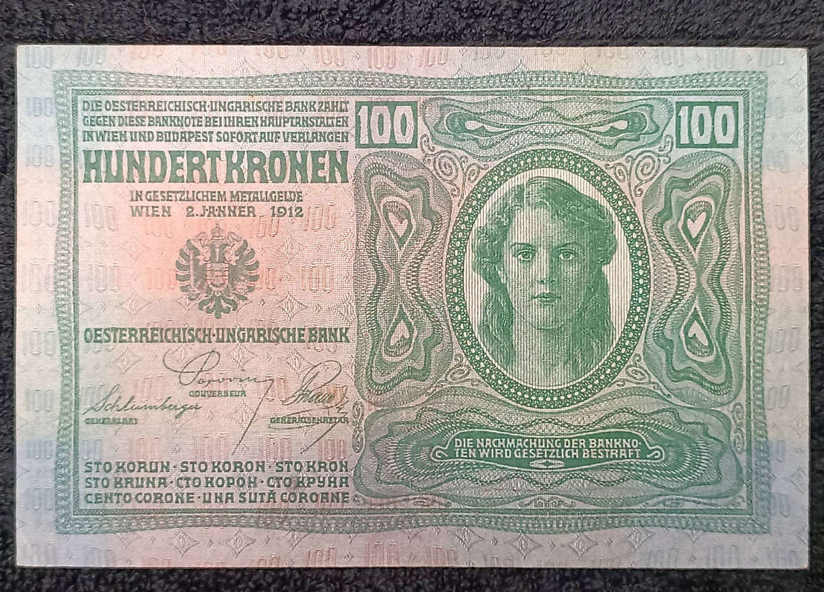 Banknote 100 Korona  Austro-Hungarian Empire 1912 A UNC