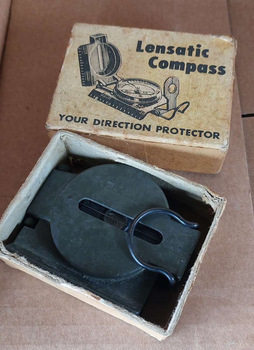 VINTAGE KIFFE MILITARY COMPASS WITH MAGNIFY GLASS METAL HEAVY MADE IN JAPAN STAMPED