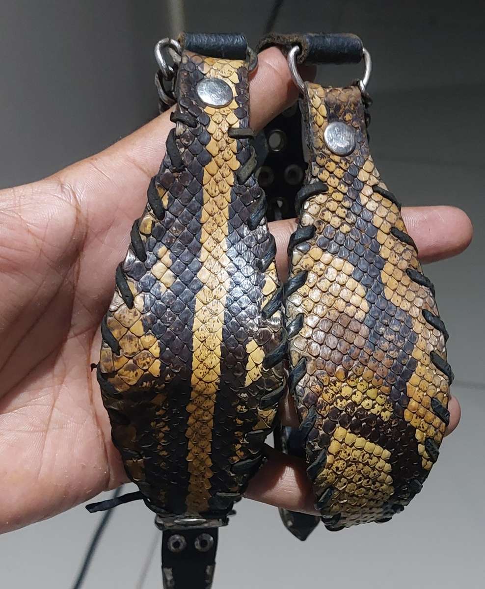 USA ULTRA RARE GENUINE DESERT PYTHON  SNAKE SKIN AND LEATHER BOOT STRAP