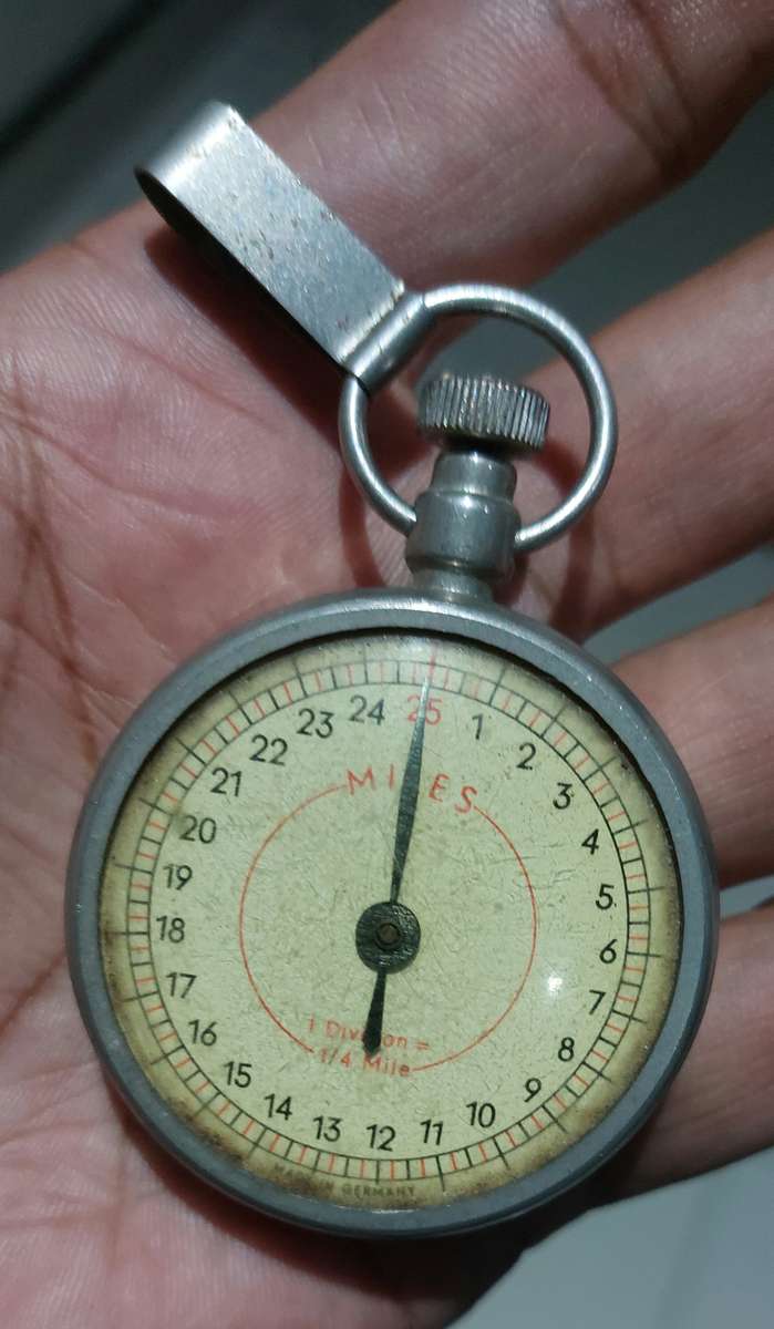 rare vintage made in germany pocket watch  pedometre measures distance in miles