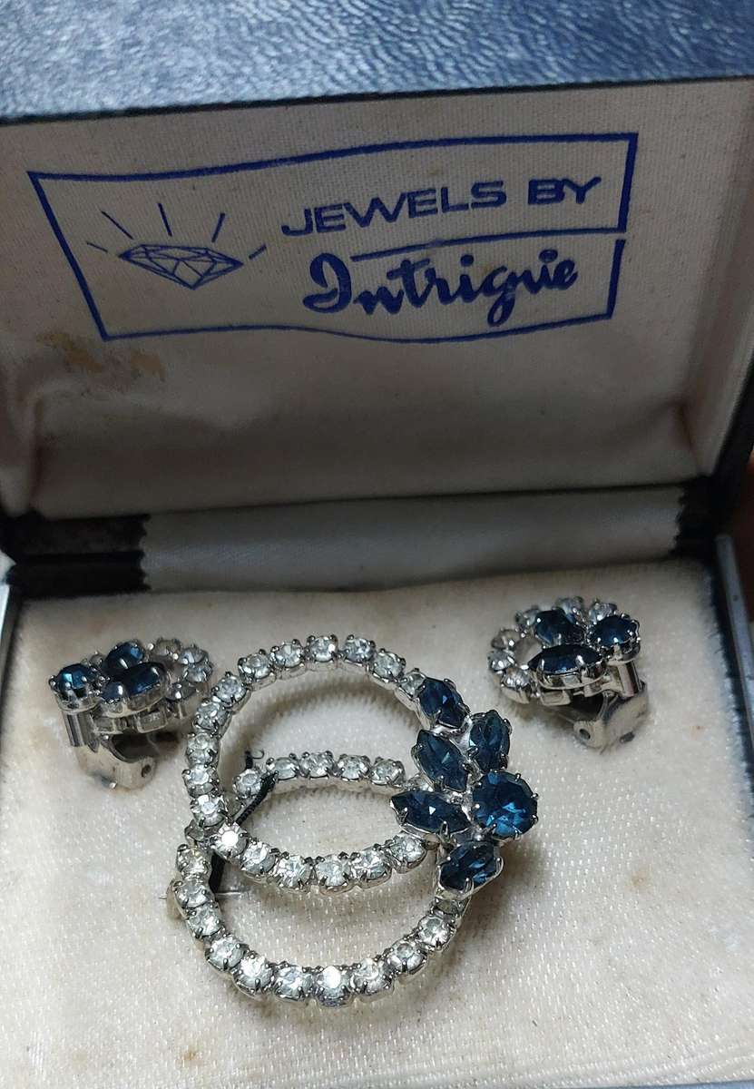 vintage clip on earings and pin