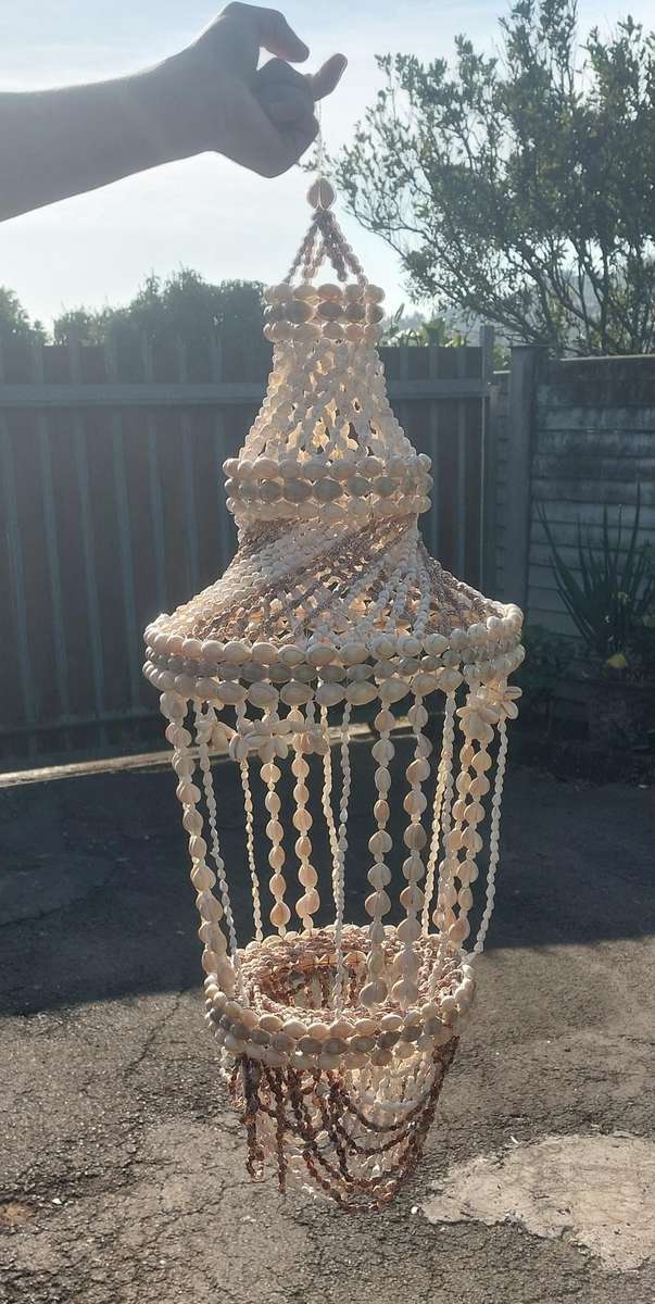 Vintage real sea shell puka macramé money back guarantee perfect for plants or light chandelier