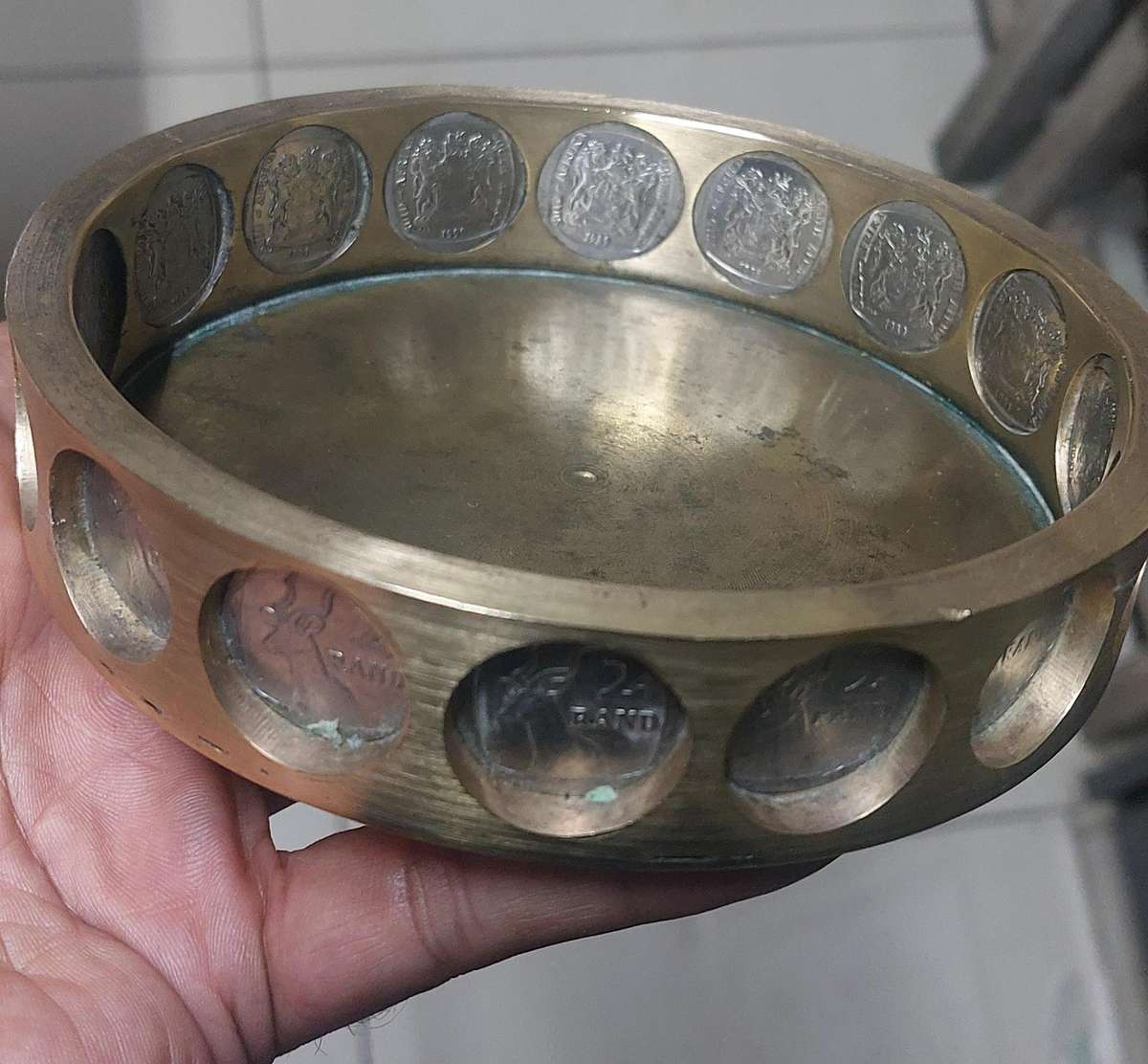super heavy brass hand made with R2 coins