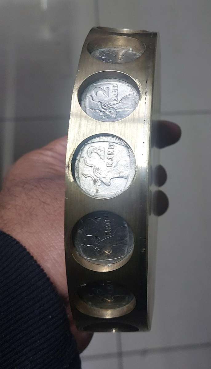 super heavy brass hand made with R2 coins